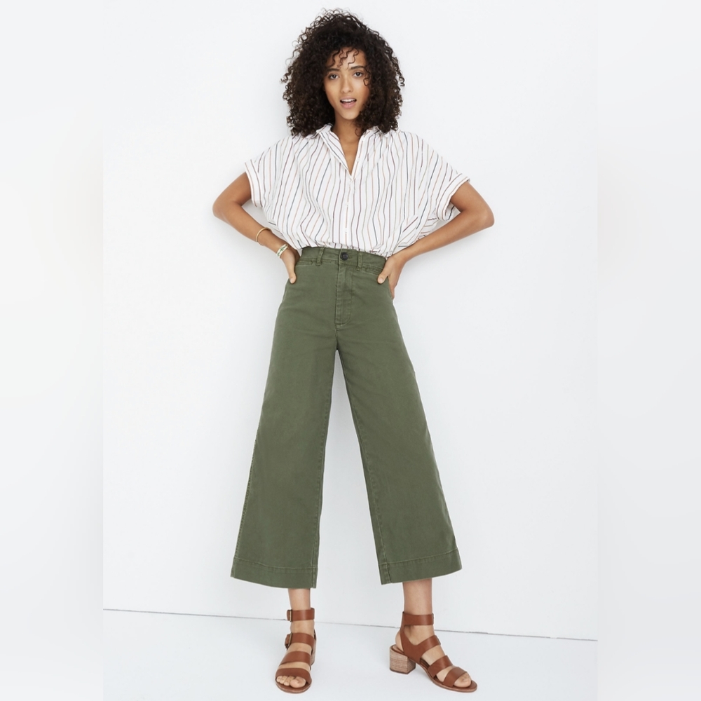 Madewell emmett wide leg crop pants 24P green